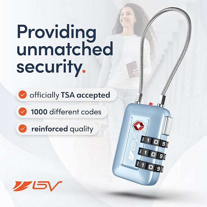 TSA Accepted Luggage Travel Lock, Set-Your-Own Combination Lock for School Gym Locker, Luggage Suitcase Baggage Locks, Filing Cabinets, Toolbox, Case Arctic Blue, 2 Pack (Limited Edition)