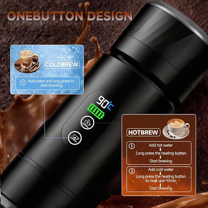 Portable Coffee Maker, Removable 7500mAh Battery, 20Bar High-Pressure Fast Extraction, USB Charging, Stand & Carry Bag, Supports Coffee Grounds & NS Pods, Ideal Camping Makers for Travel