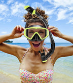 Aegend Snorkeling Gear for Adults Youth Kids, Snorkel Mask with Top Dry Valve - Panoramic View Anti-Leak and Anti-Fog with Mesh Bag for Snorkeling, Scuba Diving, Freediving & Swimming