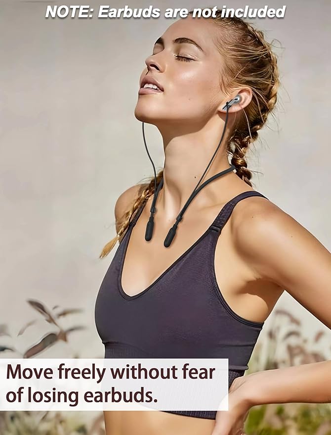 HALLJOY for Galaxy Buds 4/4 Pro/Buds 3/3 Pro Strap Neckband, Anti-Lost Accessories, Support Volume Control, Ergonomic Design, Fit Airpods Pro 3/2/1, Airpods 4, 3, 2, 1, Black Band/Black Tip
