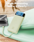 charmast 20000mAh Portable Charger with Built in Cables, 22.5W Travel Power Bank Fast Charging, USB C Cell Phone Battery Pack for iPhone 16/15/14/13/12/11 Series, iPad, Samsung, Android, Tablet