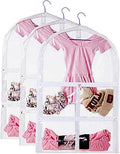 3 Packs Clear Kids Dance Costume Garment Bags,Garment Bag 35 Inch for Dance Competitions,Foldable Travel Storage Cover Bag with 3 Zipper Pockets