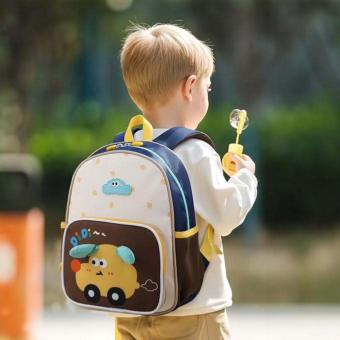 GAGAKU Toddler Backpack for 3 4 5 6+ Boys Splash-Proof Kids Backpack Adjustable Kindergarten & School Backpack | Lightweight 11.2L with Chest Strap and Reflectors - Car