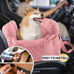 Dog Car Seat for Small Dogs, Portable Puppy Car Seat of Easy Installation, Fashionable Pet Carrier Bag with Large Pockets, Machine Washable Dog Booster Seat (Pink)