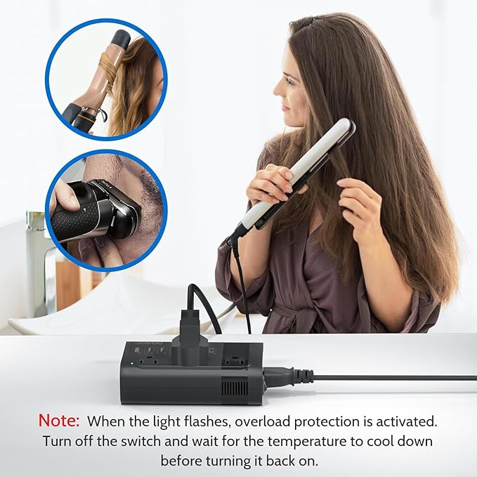 DOACE 350W Voltage Converter US to Europe - 220V to 110V Converter for European Travel, Power Adapter Combo with PD Chargers for Hair Straightener Shaver Toothbrush CPAP Laptop Camera Phone