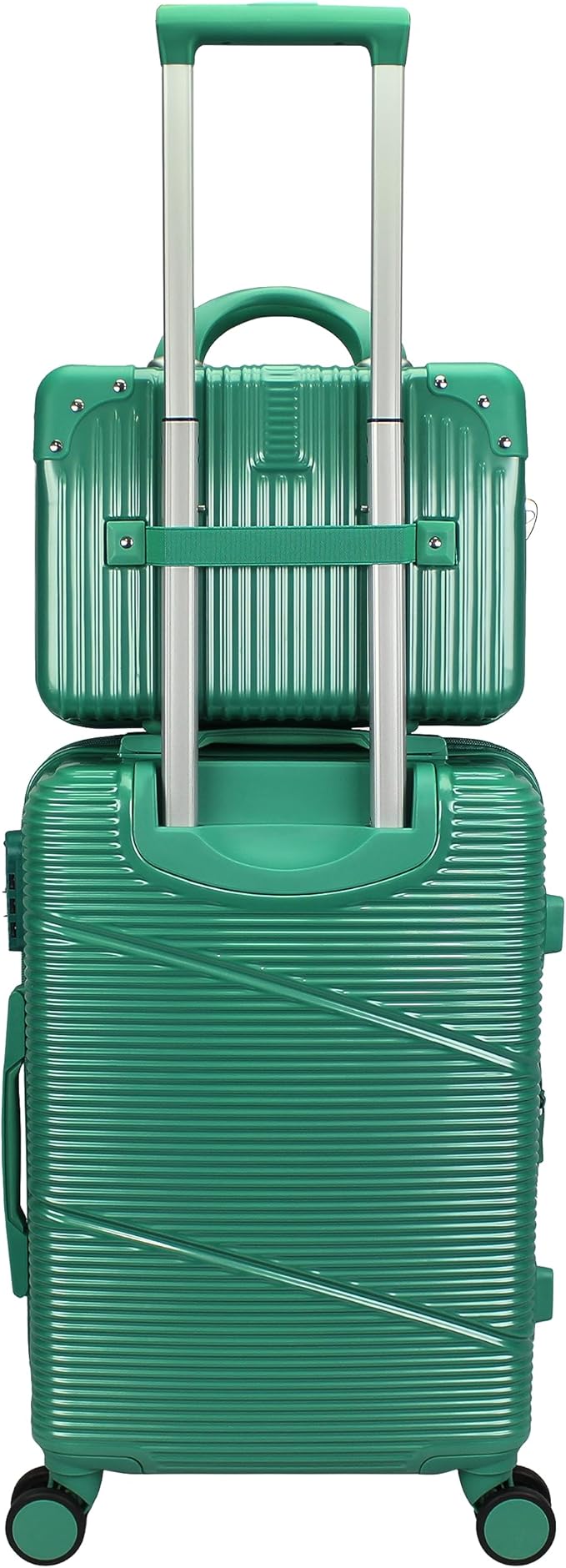 World Traveler VentureX Airline Approved 2-Piece Carry-On Luggage Set – Lightweight Hardside Polycarbonate Suitcase with Spinner Wheels - Green
