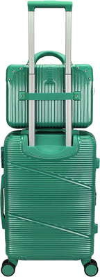 World Traveler VentureX Airline Approved 2-Piece Carry-On Luggage Set – Lightweight Hardside Polycarbonate Suitcase with Spinner Wheels - Green