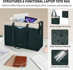 RAINSMORE Laptop Bag for Women 15.6 Inch Work Tote Bag with Detachable Strap & Bow Professional Laptop Tote with Cup Holder
