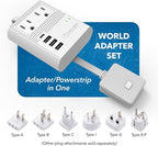 OREI World Travel Plug Adapter M8 Max, 3 USB + Pd 18W USB-C Input - 2 USA Outlets - Attachments for Europe, Asia, China, Japan, Africa - Perfect for Cell Phones, Tablets, Cameras and More