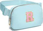 Gitus Gifts for 7 8 9 10 11 Year Old Girls Belt Bag Fanny Pack Crossbody Bags with Initial Letter Patch Birthday Gifts for Daughter Sister Friends Teen girls (Icing Blue-R)