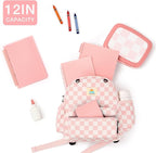 STEAMEDBUN Corduroy Toddler Backpack for Girls 2-4: Kids backpack for Boys Girls - 12 inch Preschool Kindergarten Backpacks - Checkerboard