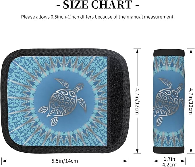 2 Pack Silver Blue Turtle Mandala Maritime Coastal Luggage Handle Wraps Suitcase Tags Identifiers for Travel Accessories