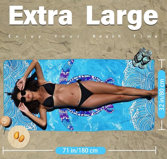 Widdonen Microfiber Lightweight Beach Towel Sand Free Quick Dry Absorbent Thin Compact Towels for Swimming Pool Camping Beach Accessories Large Easy Pack Travel Things for Vacation Essentials Gift