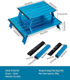 iClimb Ultralight Compact Mini Beach Picnic Folding Alu. Table with Carry Bag, Two Size (Blue - S)