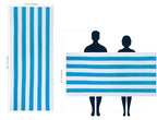 COTTON CRAFT Oversized Beach Towels - 2 Pack XXL 35x84 - The Big Kahuna 7 Foot Extra Large Beach Blanket Towel - Big & Tall - Huge 100% Cotton Velour Soft Luxury Pool Bath Towel - Cabana Stripe Aqua