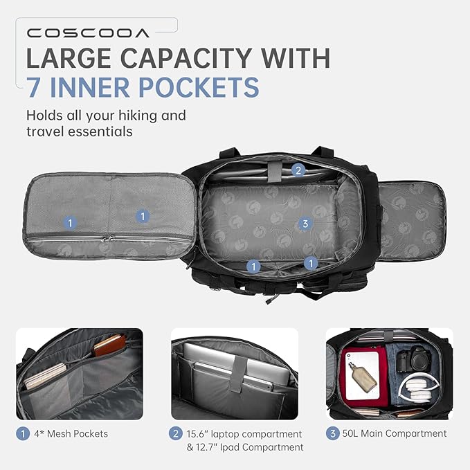 Tactical Gym Bags for Men, Carry On Luggage 22x14x9 Airline Approved, 3 in 1 Duffle Bag with Shoe Compartment,Travel Backpack Weekender Overnight Range Bag for Workout Football, Black