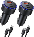 Car Charger for iPhone 17/17 Pro Max USB C Fast Charger,2Pack 90W 3-Port Charger Adapter for iPhone 16/16 Plus/16 Pro/16 Pro Max/15/14/Pro Max/AirPods4/ iPad Pro/Mini, (USB C to C Cable)