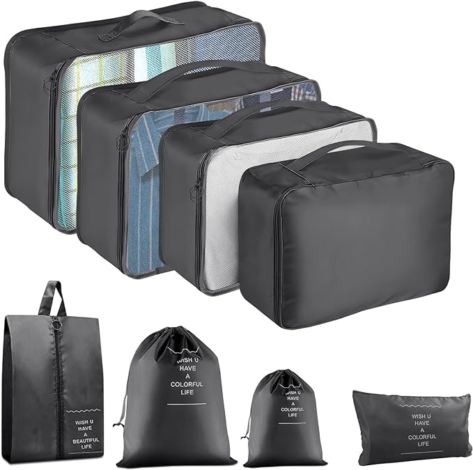 8 Set Packing Cubes for Suitcase, Packing Cubes for Carry on Suitcases, Luggage Organizer for Travel Essentials, Large Mesh Luggage Bag for Suitcases