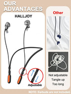 HALLJOY for Galaxy Buds 4/4 Pro/Buds 3/3 Pro Strap Neckband, Anti-Lost Accessories, Support Volume Control, Ergonomic Design, Fit Airpods Pro 3/2/1, Airpods 4, 3, 2, 1, Black Band/Orange Tip