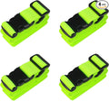 MAGARROW 2" Utility Luggage Straps with Buckle Adjustable, 4-Pack (Neon Green, 2 in x 5.4 ft)