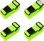 MAGARROW 2" Utility Luggage Straps with Buckle Adjustable, 4-Pack (Neon Green, 2 in x 5.4 ft)
