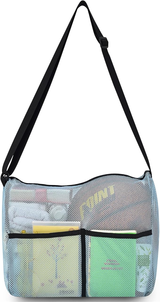 Mildbeer Gym Tote Bag, Mesh Bag Crossbody Satchel 12x6x12 for Gym Beach Ball Games Training Camping Hiking Clothes Storage
