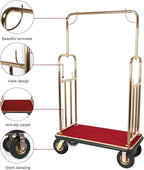Generic Hotel Luggage Cart 39Lx19Wx68H Inch Baggage Lobby Cart Up to 881LBS 8-inch Silent Rubber Casters Carpet Deck Bumper Rails Guest Room Trolley Add Elegance to Hotel&Resort