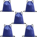 5-Pack Waterproof Drawstring Backpacks, Soccer-Texture Oxford Fabric, 16.9" × 13.8", Lightweight 0.20 lb Each, No Eyelets, Gym & Marathon Gear Sacks(Blue)