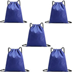 5-Pack Waterproof Drawstring Backpacks, Soccer-Texture Oxford Fabric, 16.9" × 13.8", Lightweight 0.20 lb Each, No Eyelets, Gym & Marathon Gear Sacks(Blue)
