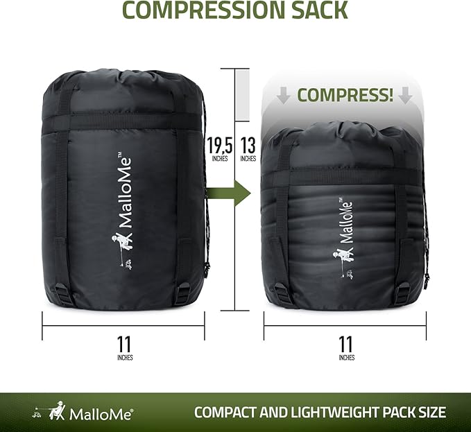 MalloMe Sleeping Bags for Adults Cold Weather & Warm - Backpacking Camping Sleeping Bag for Kids 10-12, Girls, Boys - Lightweight Compact Camping Essentials Gear Accessories Hiking Sleep Must Haves