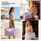 Travel Duffel Bag, Sports Tote Gym Bag, Shoulder Weekender Overnight Bag for Women