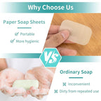 300 Paper Soap Sheets for Travel - 6packs Travel Size Foaming Hand Soap Sheets Refills with 1 Portable Box for Hand Washing Disposable Scented Mini Flakes Traveling Camping Hiking Essentials