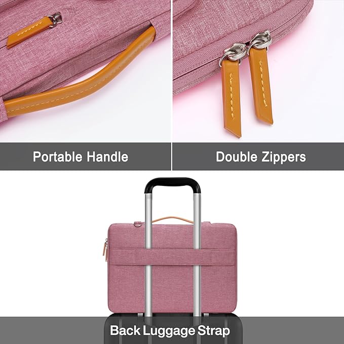 MOSISO 360 Protective Laptop Shoulder Bag,15-15.6 inch Computer Bags Compatible with MacBook Pro 16 inch, HP, Dell, Lenovo, Asus Notebook,Side Open Messenger Bag with 4 Zipper Pockets, Dusty Rose