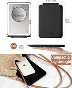 Rechargeable Travel Makeup Mirror with Lights, Portable Lighted Vanity 10X Magnification, 70 LEDs 3 Color Dimmable Touch Screen, Tabletop Folding Compact Cosmetic (ShiningBlack)