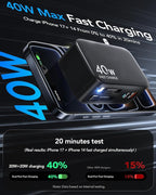 Retractable USB C Charger Wall Plug with 35.5in/90cm Type C Cables Cords,40W Fast Charging Foldable Block Multi Charger for All Devices for iPhone 17/16/15/14/13/12,iPad,Galaxy,Pixel