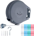 Retractable Clothesline Outdoor Heavy Duty Clothes Line Retracting Indoors for Drying Clothes Portable Clothesline 40 Feed Laundry line with 24 pcs Clothespins