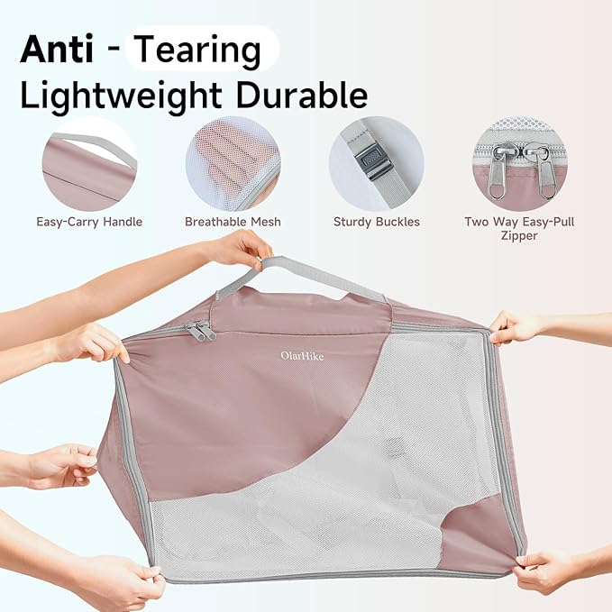 9 Set Packing Cubes for Travel, Gifts for Women Mom,Anti-Tearing Suitcase Organizer,OlarHike Vacation Essentials & Accessories for Cruise Ship