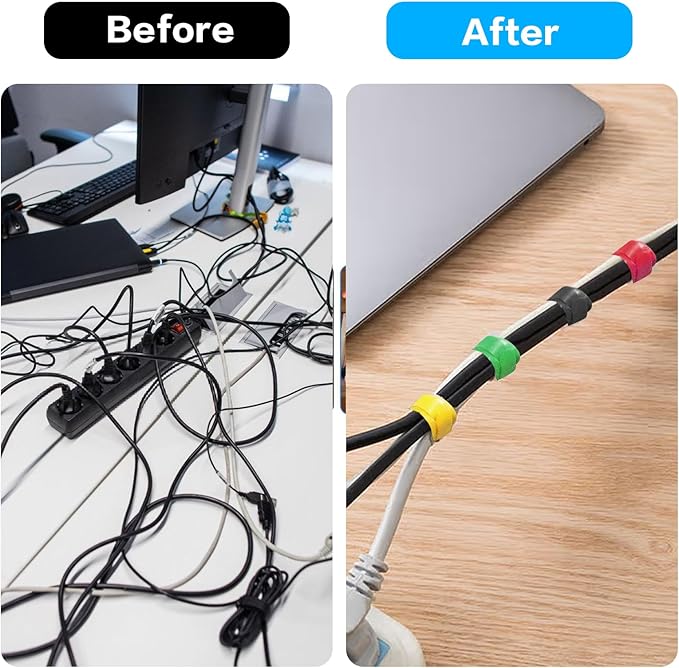 50 Pcs Reusable Cable Ties for Cords, 6 Inches Hook and Loop Adjustable Cord Straps, Reusable Zip Ties, Wire Organizers for Cords Electrical Cord Management Office Home Computer PC Cable Management