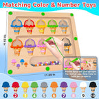 MTYOKILN Magnetic Color & Number Maze - Montessori Wooden Color Matching Learning Counting Puzzle Board - Toddler Fine Motor Skills Toys for Boys Girls 2 3 4 Years Old