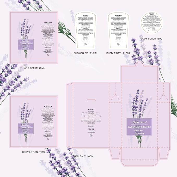 Mothers Day Gifts for Women, Spa Kit, Self-Care Set, Spa Gifts for Women Bath and Body Lavender Honey Gift Set, Spa Gift Basket for Self Care, Relaxing Bath Sets, Grandma, Girlfriend, Sister