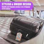3 Pack Retro Travel Stamp Luggage Tags for Suitcase Travel Stickers PU Leather Luggage Tag Privacy Cover ID Label for Women Men Baggage Backpack Handbag School Bag