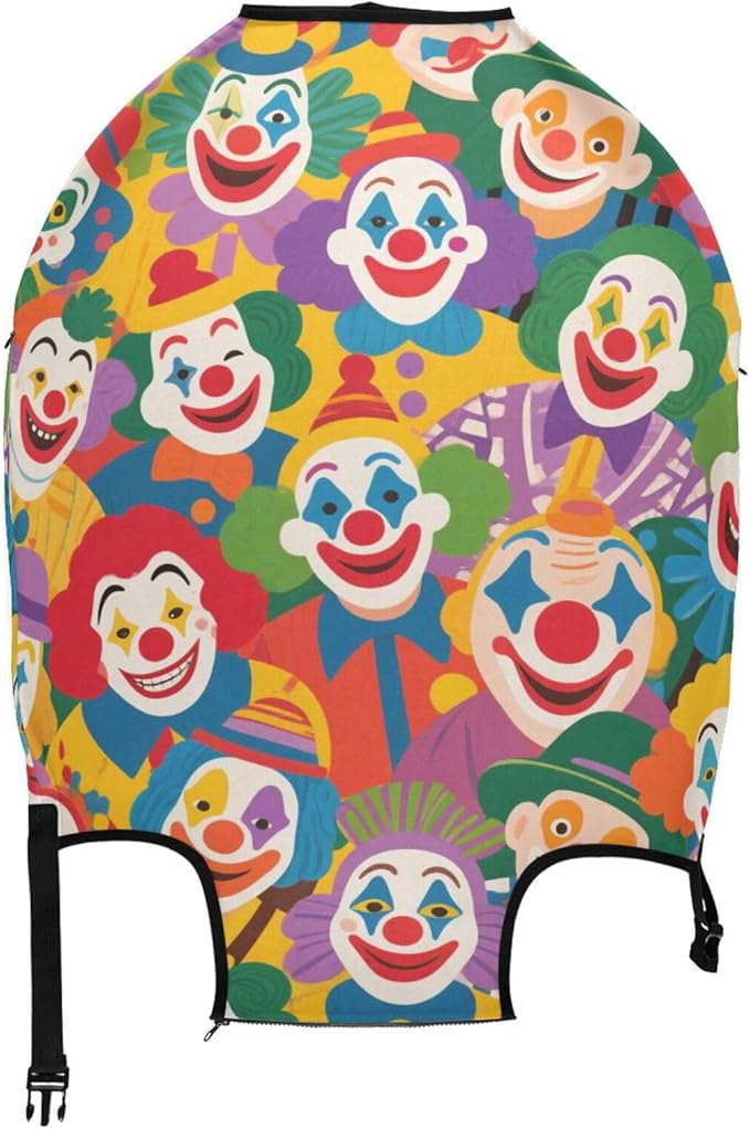 Colorful Cartoon Cute Clown Elastic Large Luggage Cover Washable Elastic Suitcase Covers Luggage Protector Fit 18-32 Inch Luggage, Colorful Cartoon Cute Clown, L 26-28 in, casual