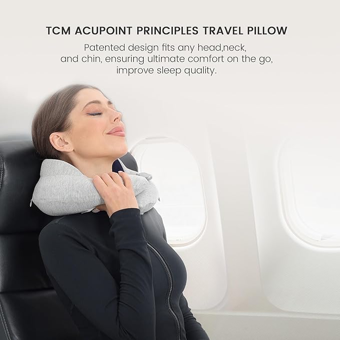 Keemall Inflatable Travel Pillow, Upgraded Travel Neck Pillow for Airplane Neck Support Sleeping - 3rd Generation, Double Comfort Plane Pillow - Portable Travel Essentials
