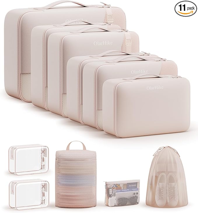 11 Set Packing Cubes for Travel, Gifts for Women Mom,Anti-Tearing Suitcase Organizer,OlarHike Vacation Essentials & Accessories for Cruise Ship
