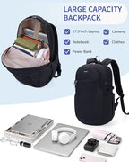 ECOHUB 17" Laptop Backpacks with Laptop Compartment Work Backpack Women Lightweight & Water Resistant Travel Backpack,Black
