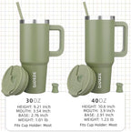 BJPKPK 30 oz Stainless Steel Tumbler With Handle Insulated Tumblers With 2 Straw Travel Coffee Mug With Lid,Sage