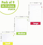 9 Pack Eco Friendly Reusable Mesh Produce Bags Washable Durable Drawstring with Colorful Tare Weight Tags Grocery Storage Vegetable Bags 3 Sizes