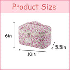 uekeboag Large Travel Quilted Makeup Bag for Women, Floral Cotton Cosmetic Bag, Coquette Aesthetic Floral Toiletry Organizer Bag