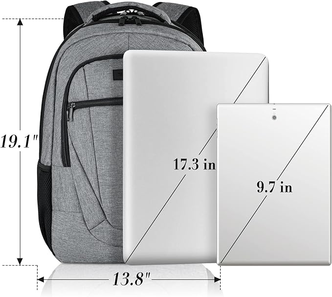 BIKROD Travel Laptop Backpack, Backpacks for School College Teens, Business Anti Theft Slim Sturdy Backpack for Woman and Men, Adult Computer Work Backpack for 17 IN Laptop, Grey