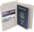 WANDERINGS Leather Passport Holder for Travel – RFID Blocking Passport Wallet & Cover for Men and Women – Slim Travel Wallet Case with Card Slots – Genuine Full Grain Leather – 5.5" x 4" - Oat Color